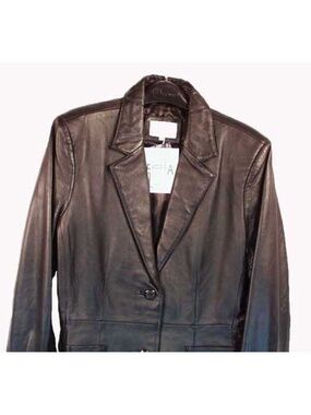 CALF LEATHER JACKET, BLACK, MISSES 14, SOFT HIGH QUALITY, TWO POCKETS, LINED